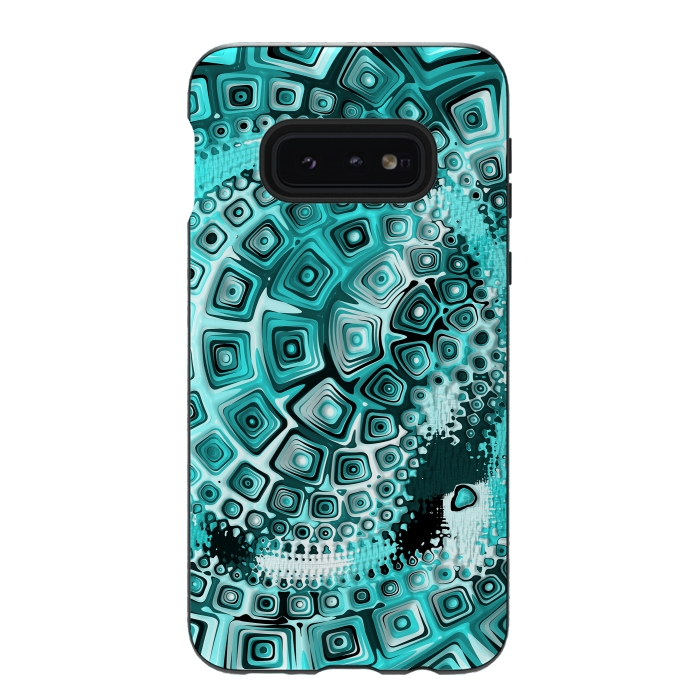 Galaxy S10e StrongFit Teal Blue Fractal 2 by Andrea Haase