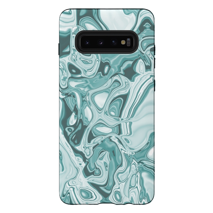 Galaxy S10 plus StrongFit Faux Marble Teal Green 2 by Andrea Haase