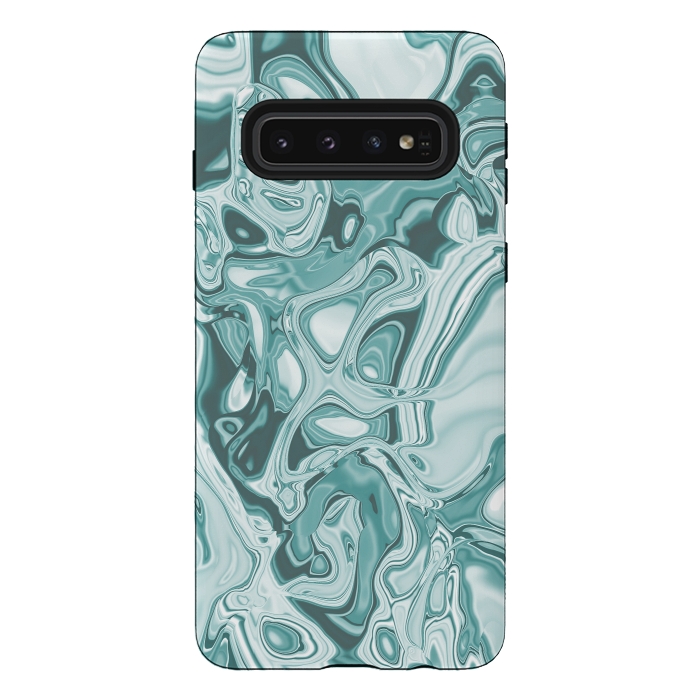 Galaxy S10 StrongFit Faux Marble Teal Green 2 by Andrea Haase