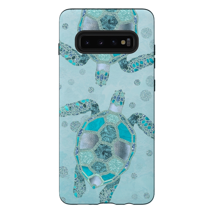 Galaxy S10 plus StrongFit Turquoise Glamour Turtle 2 by Andrea Haase