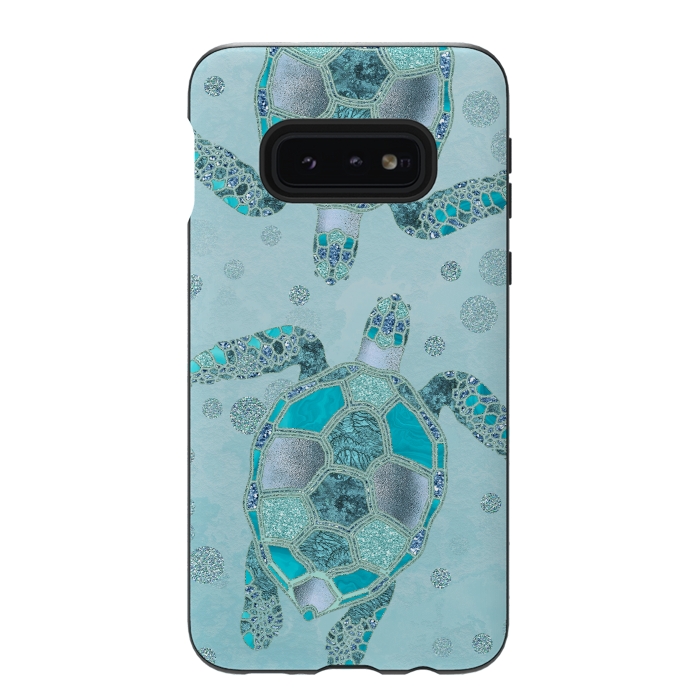 Galaxy S10e StrongFit Turquoise Glamour Turtle 2 by Andrea Haase
