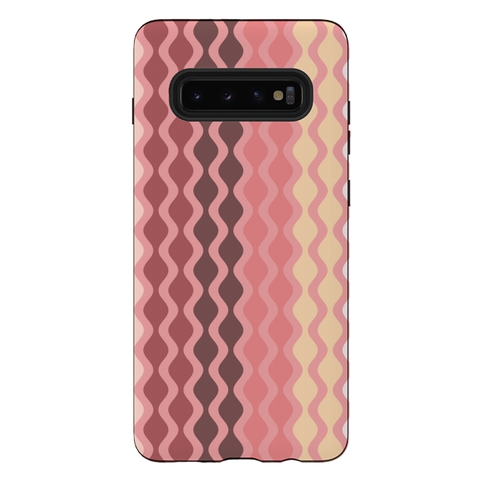 Galaxy S10 plus StrongFit Falling Waves in Pink and Brown by Paula Ohreen