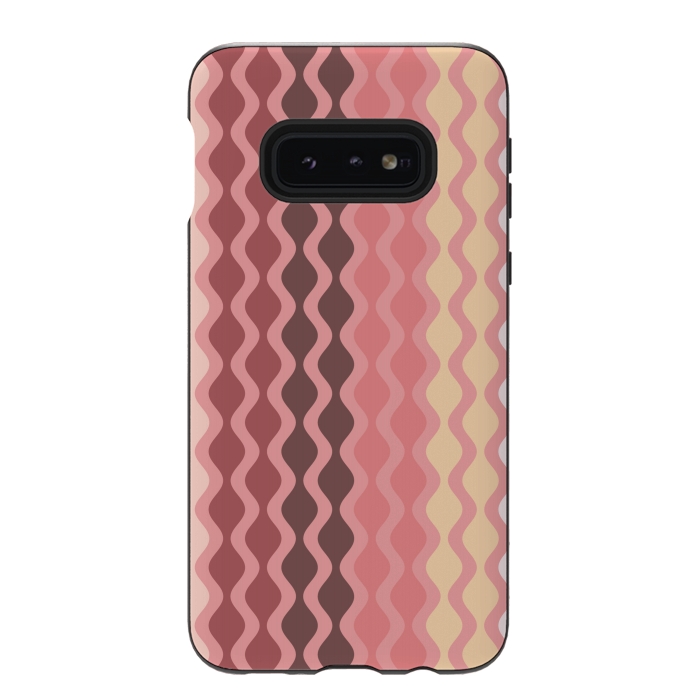 Galaxy S10e StrongFit Falling Waves in Pink and Brown by Paula Ohreen