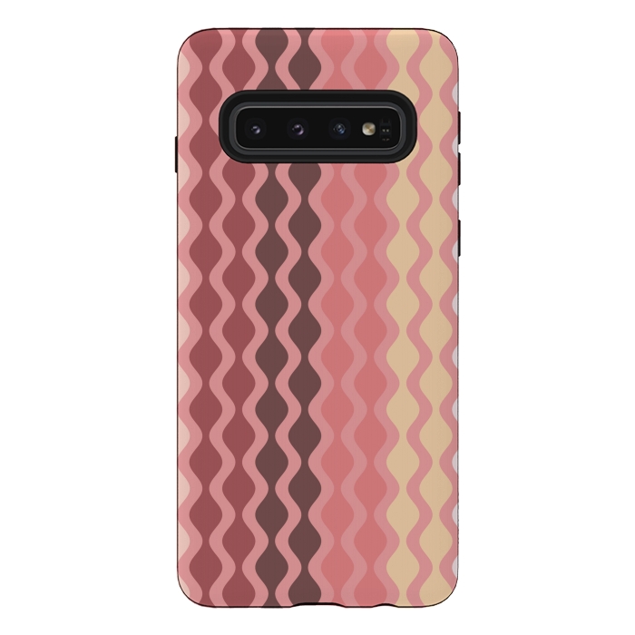 Galaxy S10 StrongFit Falling Waves in Pink and Brown by Paula Ohreen