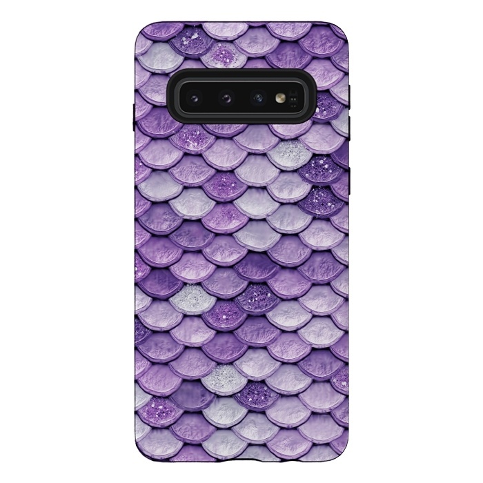 Galaxy S10 StrongFit Purple Metal Glitter Mermaid Scales by  Utart