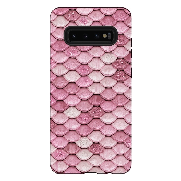 Galaxy S10 plus StrongFit Pink Glitter Mermaid Scales by  Utart