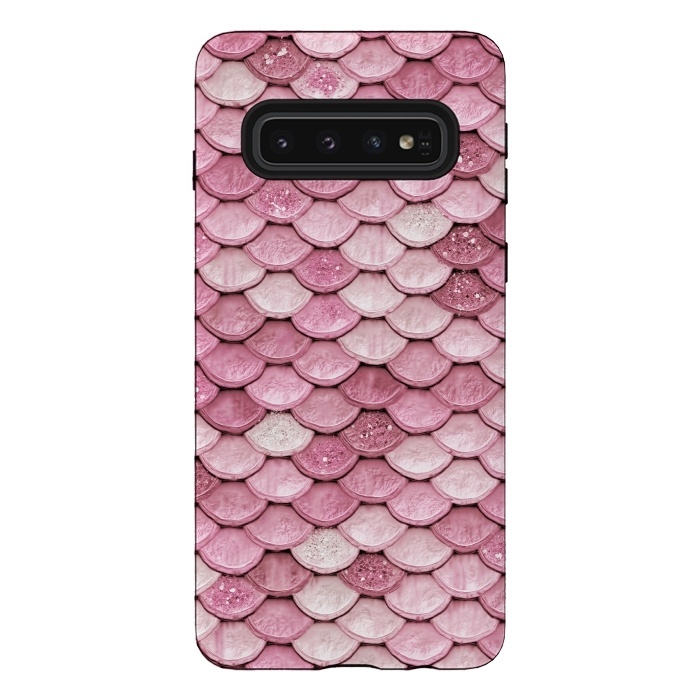 Galaxy S10 StrongFit Pink Glitter Mermaid Scales by  Utart