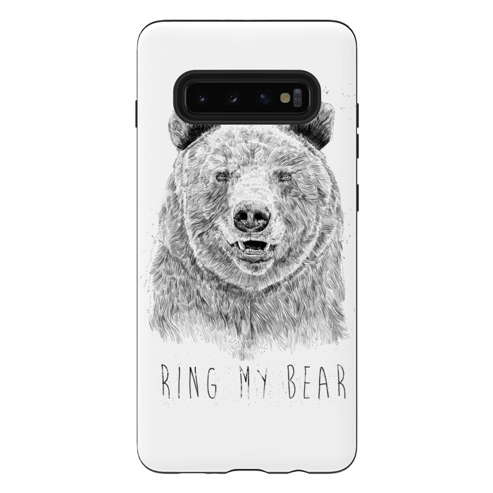 Galaxy S10 plus StrongFit Ring my bear (bw) by Balazs Solti