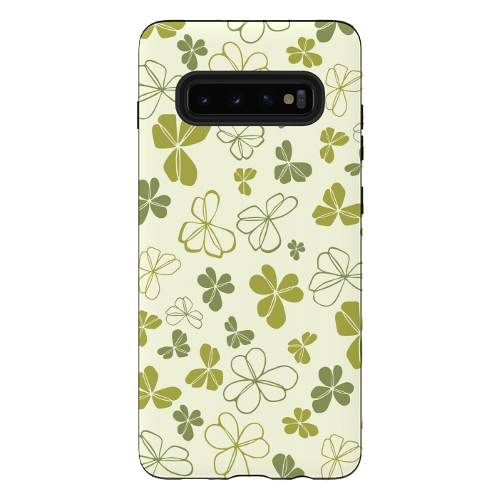 Galaxy S10 plus StrongFit Lucky Clover in Cream and Green by Paula Ohreen