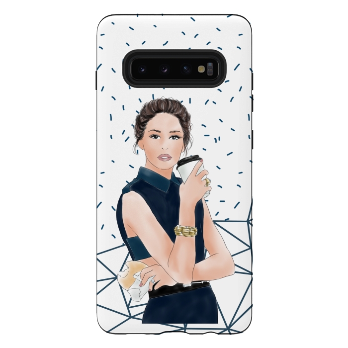 Galaxy S10 plus StrongFit Fashion Girl with Coffee by DaDo ART