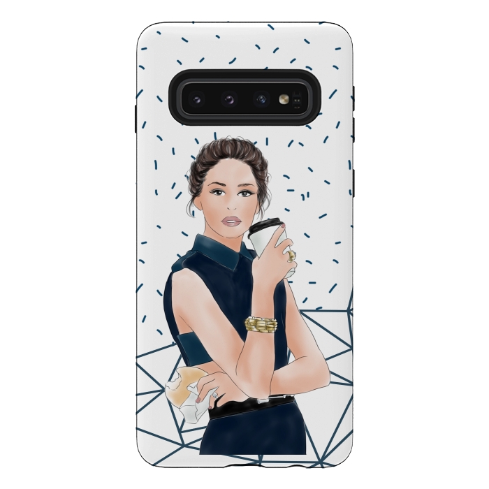 Galaxy S10 StrongFit Fashion Girl with Coffee by DaDo ART