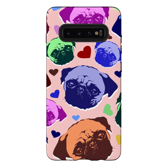 Galaxy S10 plus StrongFit Pug Puppy Dog Love Hearts Pattern  by BluedarkArt