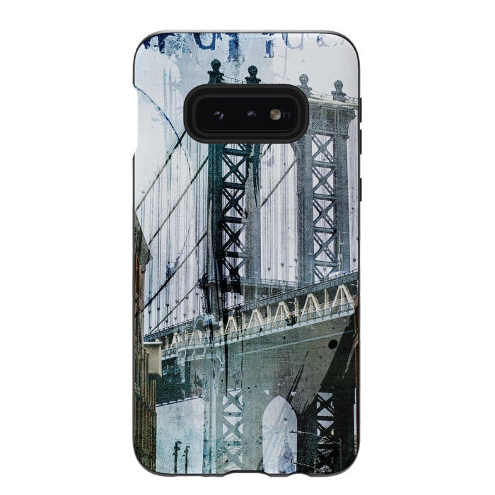 Galaxy S10e StrongFit Brooklyn Bridge Grunge Mixed Media Art by Andrea Haase
