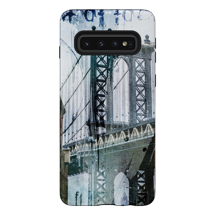 Galaxy S10 StrongFit Brooklyn Bridge Grunge Mixed Media Art by Andrea Haase