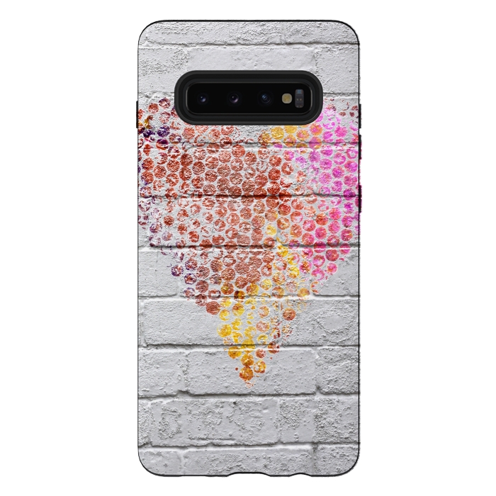 Galaxy S10 plus StrongFit Spray Paint Heart On Brick Wall by Andrea Haase