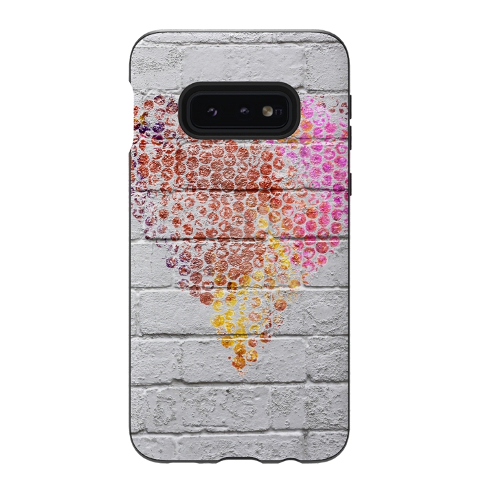 Galaxy S10e StrongFit Spray Paint Heart On Brick Wall by Andrea Haase