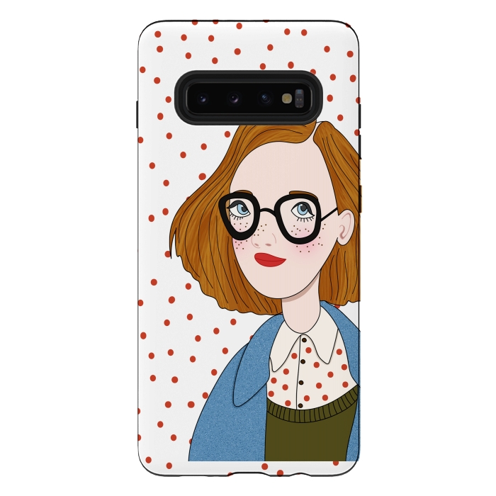 Galaxy S10 plus StrongFit Trendy Fashion Girl with Red Polka Dots by DaDo ART