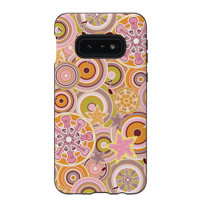 Galaxy S10e StrongFit Glam Boho Rock in Pink and Orange by Paula Ohreen