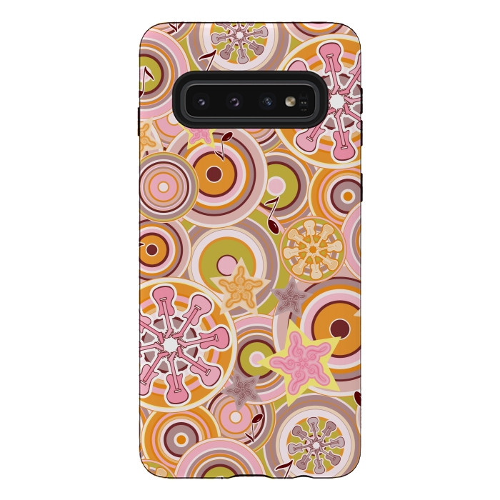 Galaxy S10 StrongFit Glam Boho Rock in Pink and Orange by Paula Ohreen
