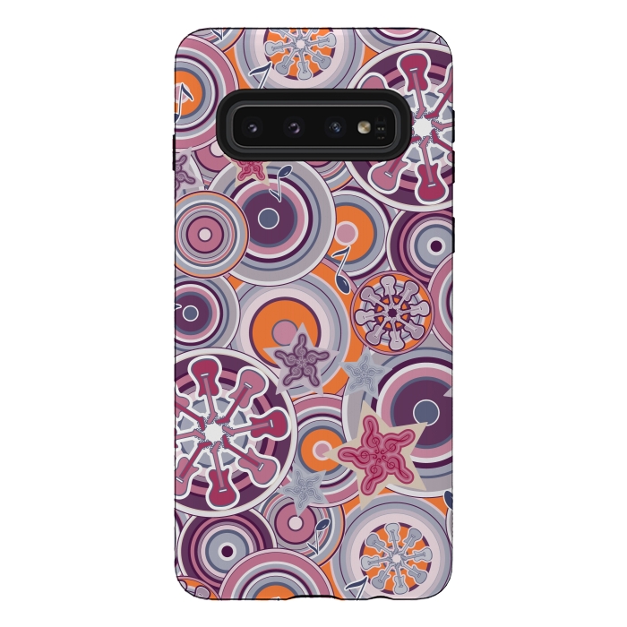 Galaxy S10 StrongFit Glam Boho Rock in Purple and Orange by Paula Ohreen