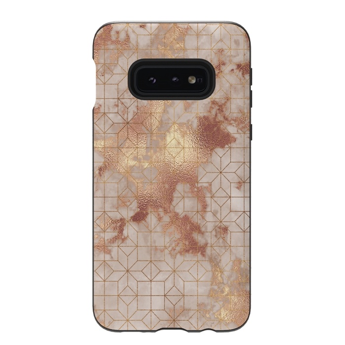 Galaxy S10e StrongFit Simply Minimalistic  Rose Gold Shapes Marble Pattern by  Utart