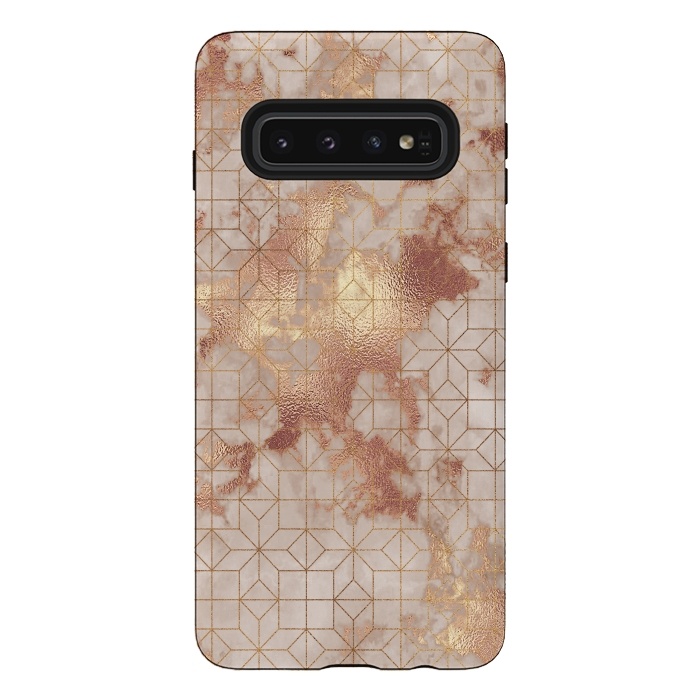 Galaxy S10 StrongFit Simply Minimalistic  Rose Gold Shapes Marble Pattern by  Utart