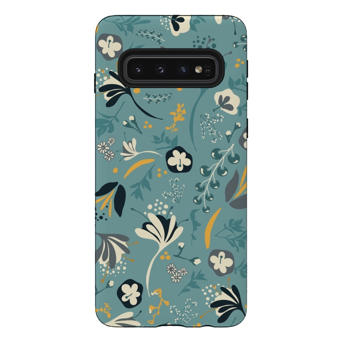 Galaxy S10 StrongFit Beautiful BC Bloom in Blue and Yellow by Paula Ohreen