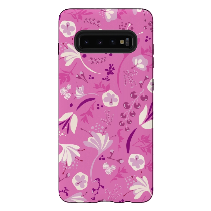 Galaxy S10 plus StrongFit Beautiful Blooms in Pink and White by Paula Ohreen