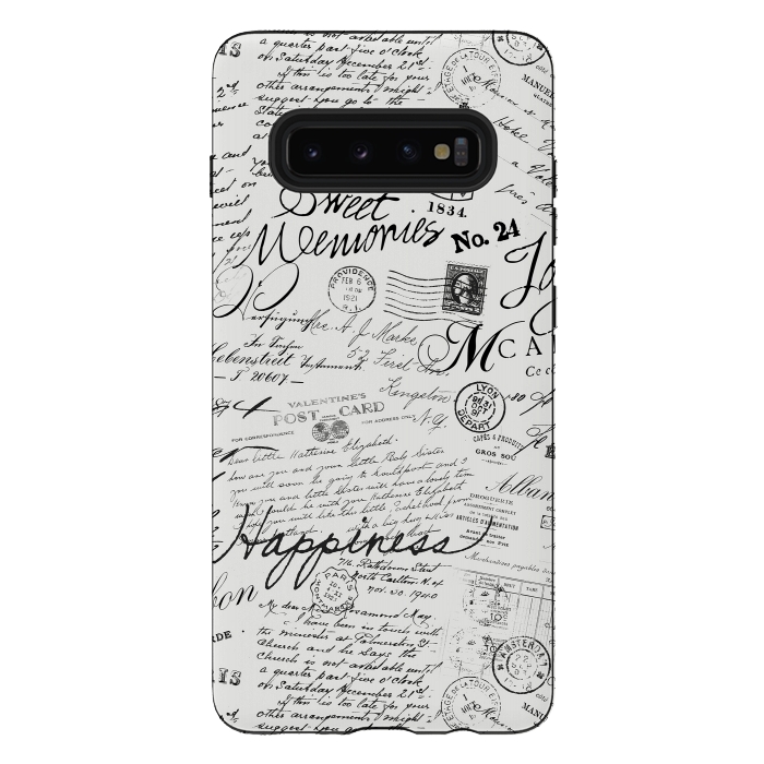 Galaxy S10 plus StrongFit Nostalgic Handwriting Black And White by Andrea Haase