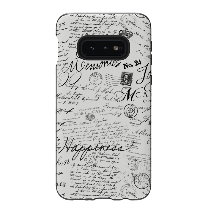 Galaxy S10e StrongFit Nostalgic Handwriting Black And White by Andrea Haase