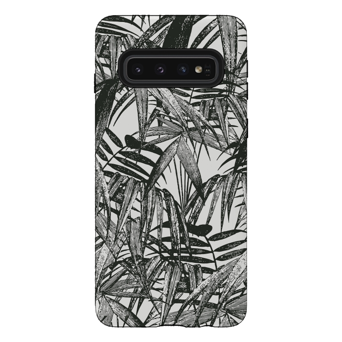 Galaxy S10 StrongFit Vintage Palm Leaves Black And White by Andrea Haase