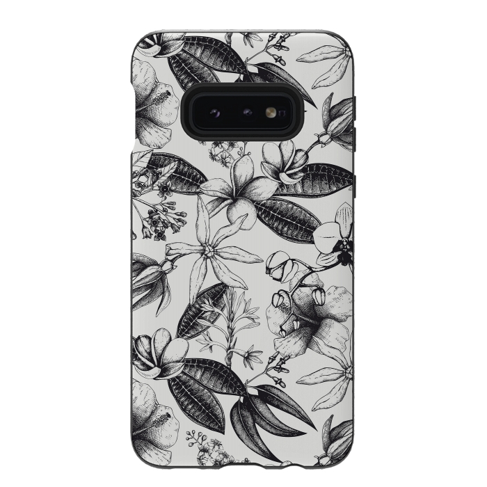 Galaxy S10e StrongFit Black And White Exotic Flower Pattern by Andrea Haase