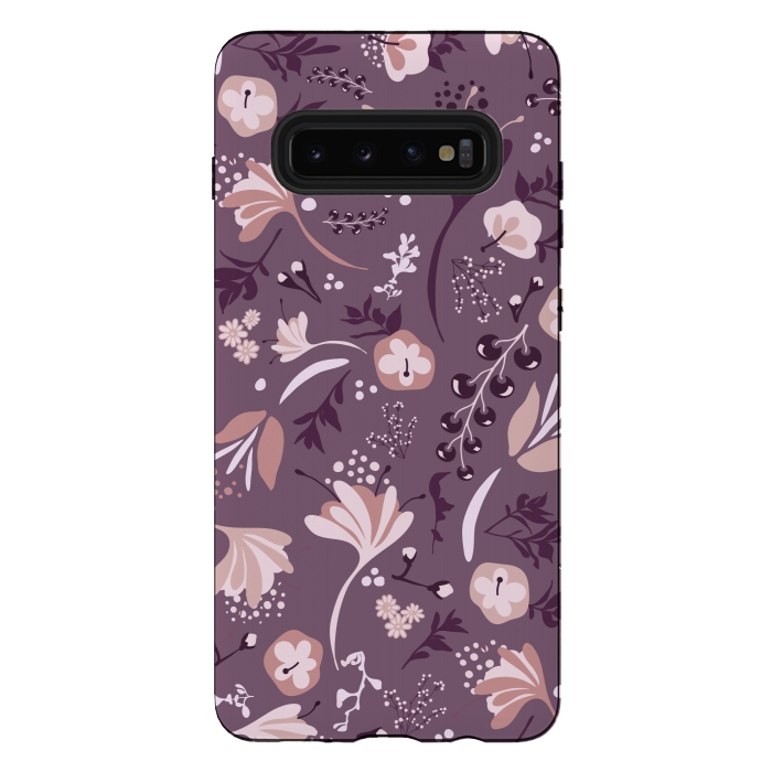Galaxy S10 plus StrongFit Beautiful Blooms on Purple by Paula Ohreen