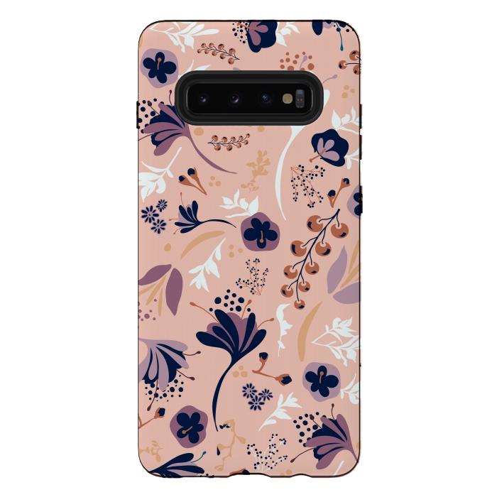 Galaxy S10 plus StrongFit Beautiful Blooms on Salmon Pink by Paula Ohreen