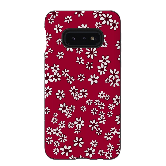 Galaxy S10e StrongFit Ditsy Daisies on Bright Pink by Paula Ohreen