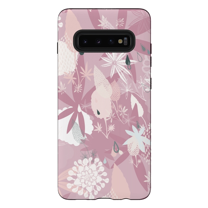 Galaxy S10 plus StrongFit Lovely Lupins on Dusty Pink by Paula Ohreen