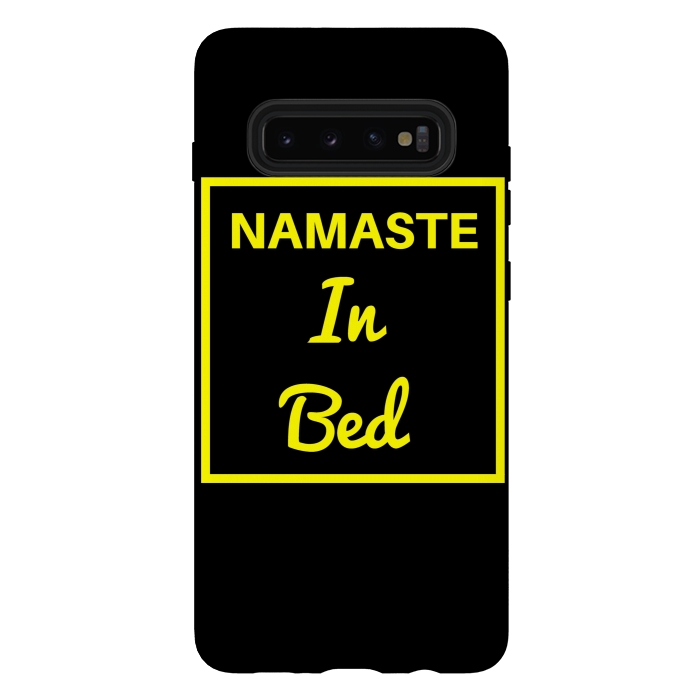 Galaxy S10 plus StrongFit namaste in bed yellow by MALLIKA