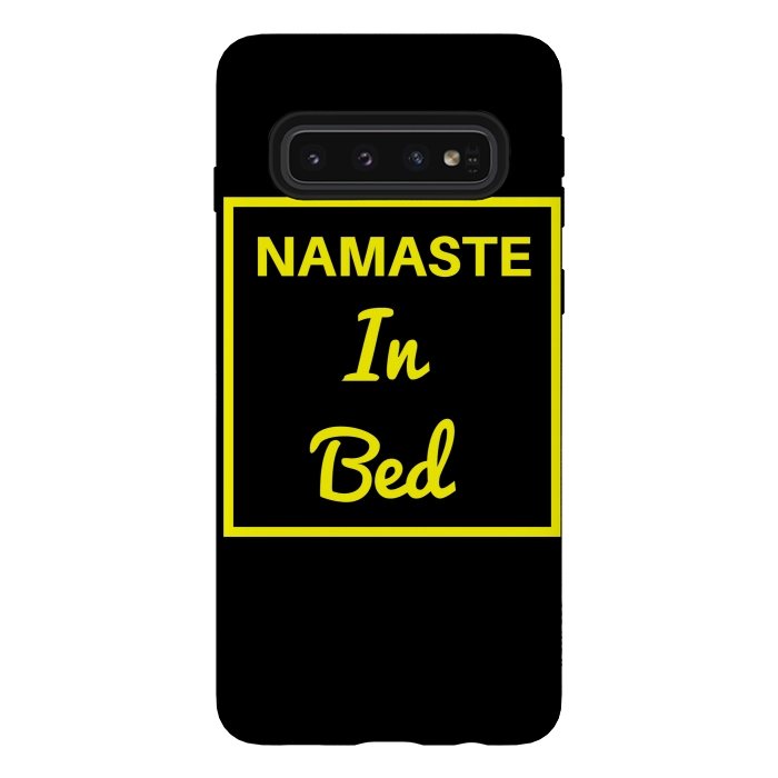 Galaxy S10 StrongFit namaste in bed yellow by MALLIKA