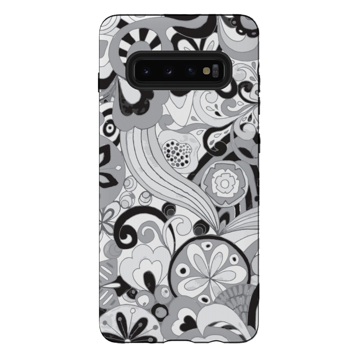 Galaxy S10 plus StrongFit Retro Colouring Booking in Black and White by Paula Ohreen