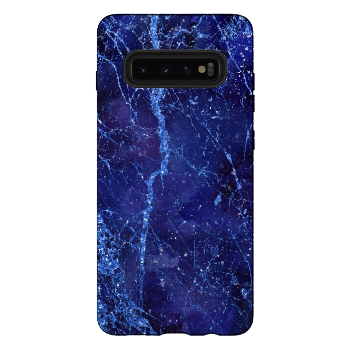 Galaxy S10 plus StrongFit Blue Marbled Glitter 2 by Andrea Haase