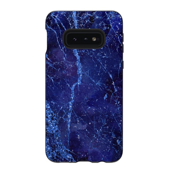 Galaxy S10e StrongFit Blue Marbled Glitter 2 by Andrea Haase