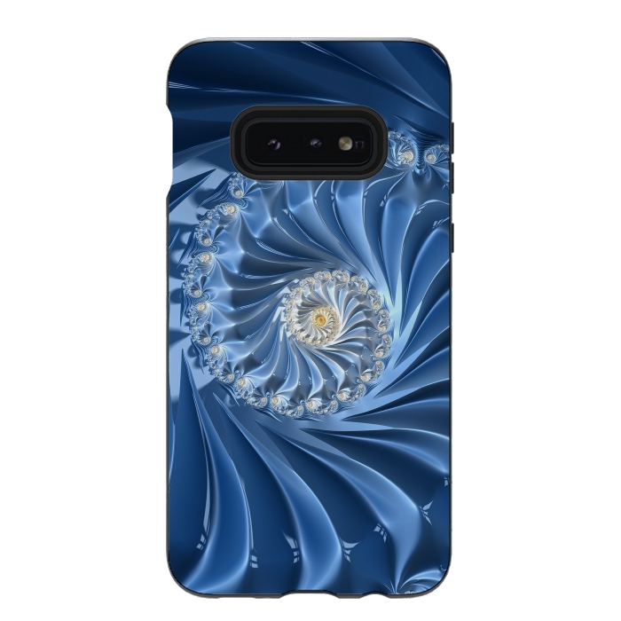 Galaxy S10e StrongFit Glamorous Blue Fractal by Andrea Haase
