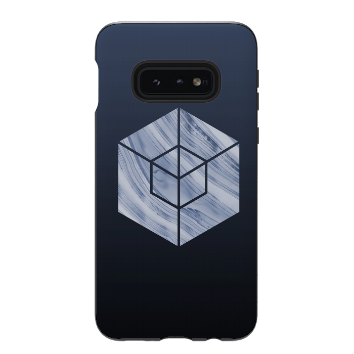 Galaxy S10e StrongFit Marbled Hexagon In Shades Of Blue by Andrea Haase