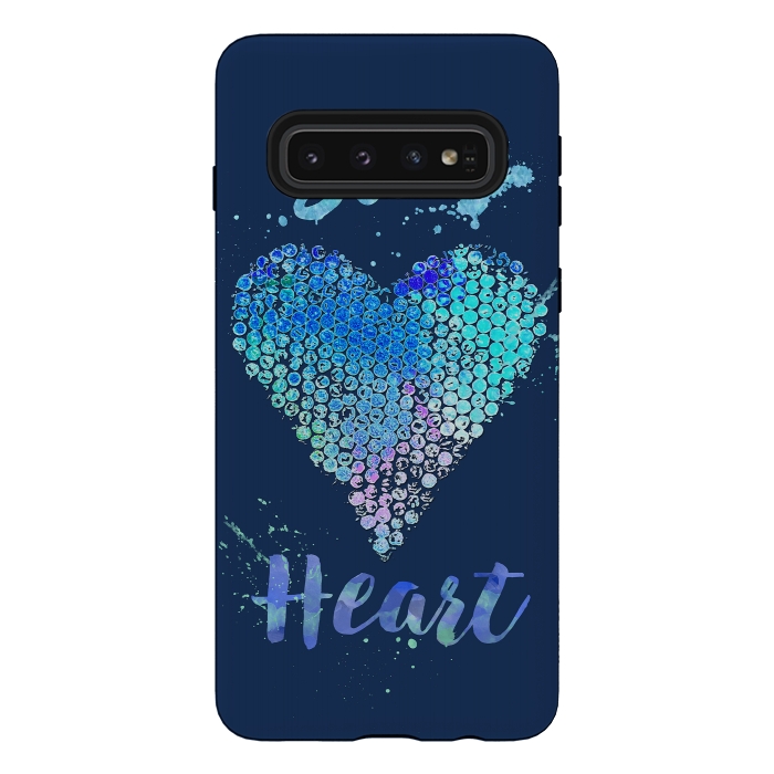 Galaxy S10 StrongFit Blue Heart  by Andrea Haase