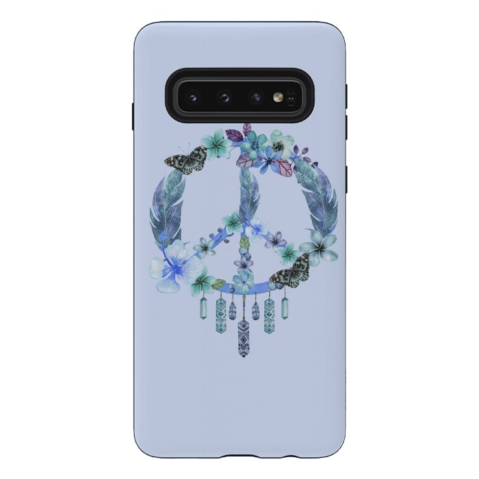 Galaxy S10 StrongFit Blue Peace Dreamcatcher by Andrea Haase