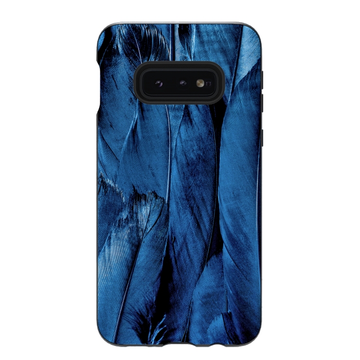 Galaxy S10e StrongFit Dark Blue Feathers by Andrea Haase