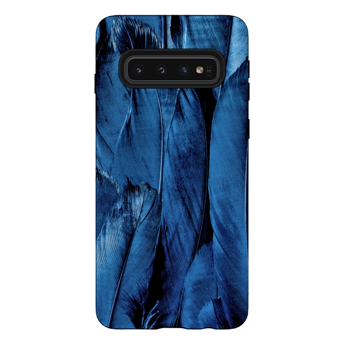 Galaxy S10 StrongFit Dark Blue Feathers by Andrea Haase