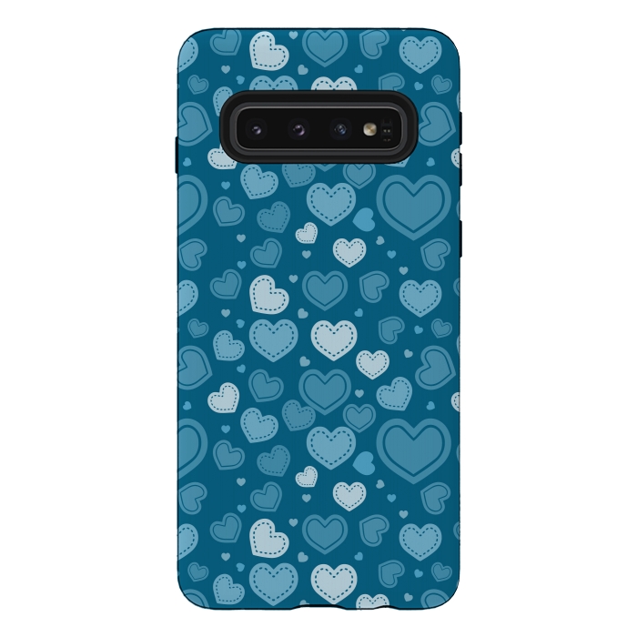 Galaxy S10 StrongFit Blue Hearts by TMSarts