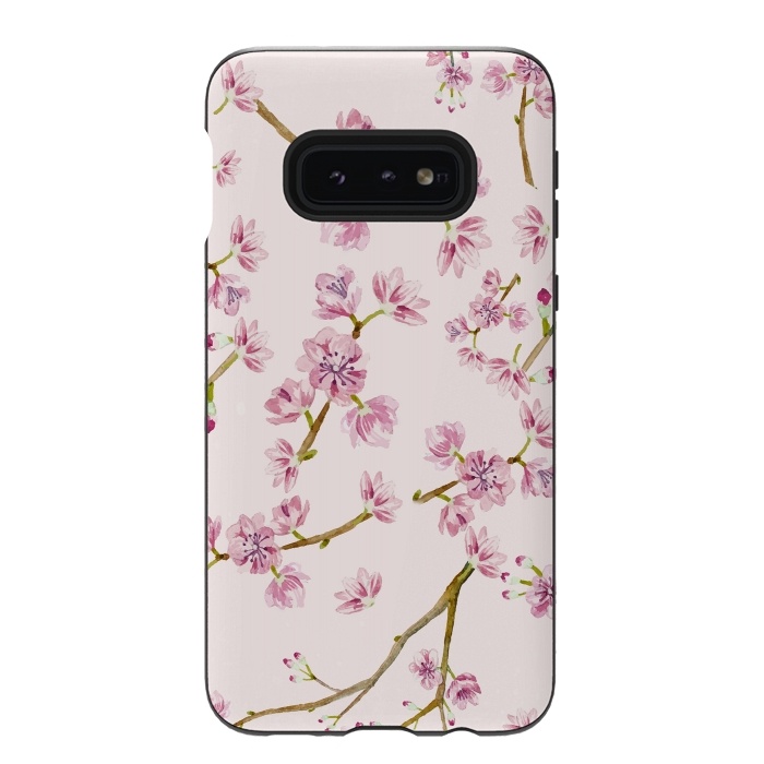 Galaxy S10e StrongFit Pink Spring Cherry Blossom Pattern by  Utart