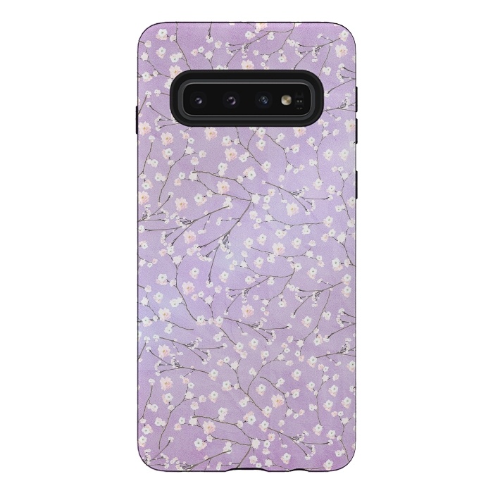 Galaxy S10 StrongFit Purple Watercolor Spring Cherry Blossom Pattern by  Utart